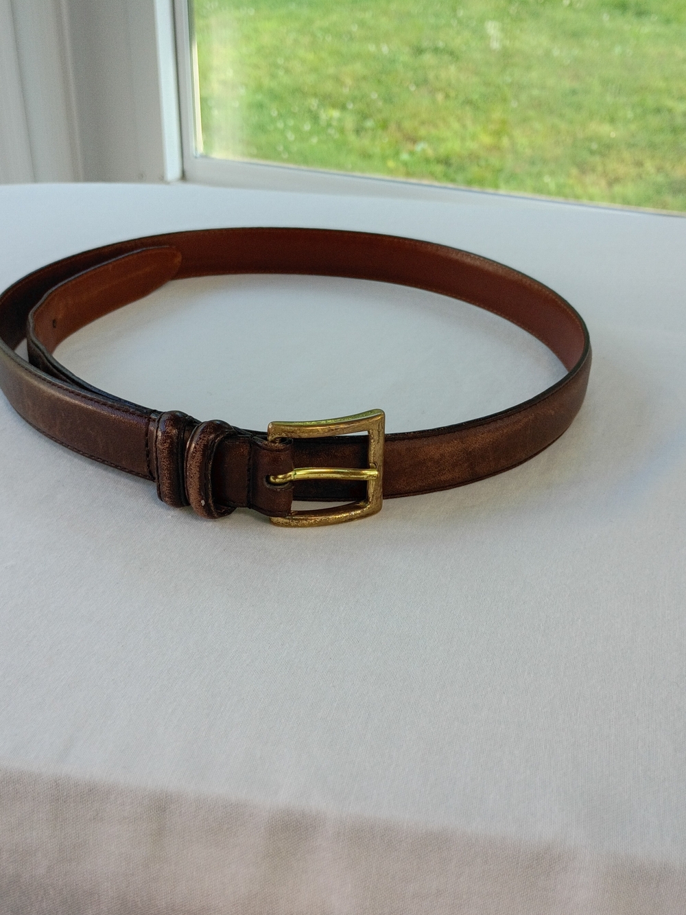 COACH Leather Men's Belt Full-Grain Cowhide 34" with Gold-Tone Buckle 1" 3883